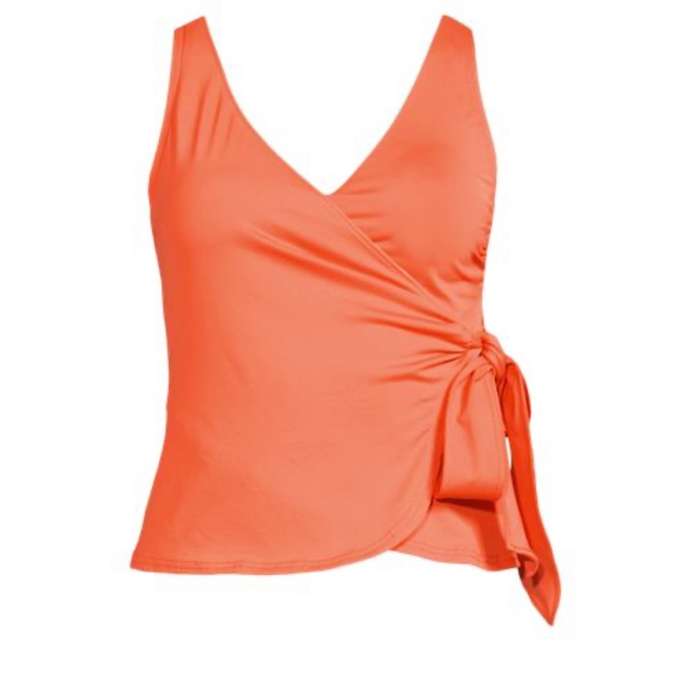 Lands' End Women's Papaya Swim Tankini side tie top